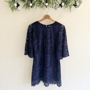 Lilly Pulitzer Jackelin Romper in True Navy Fern Gallery Lace Size 0